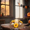 thumbnail image 6 of Artificial Fall Candle Rings for Pillars,Mini Candle Rings Wreaths,Artificial Autumn Candle Wreath with Flowers and Pumpkin,Small Pumpkin Wreath for Halloween Autumn Tabletop Home Decor,Z-Gold, 6 of 7