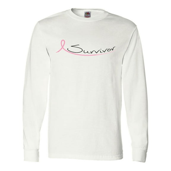 Inktastic Breast Cancer Survivor Pink Ribbon Long Sleeve T-Shirt
