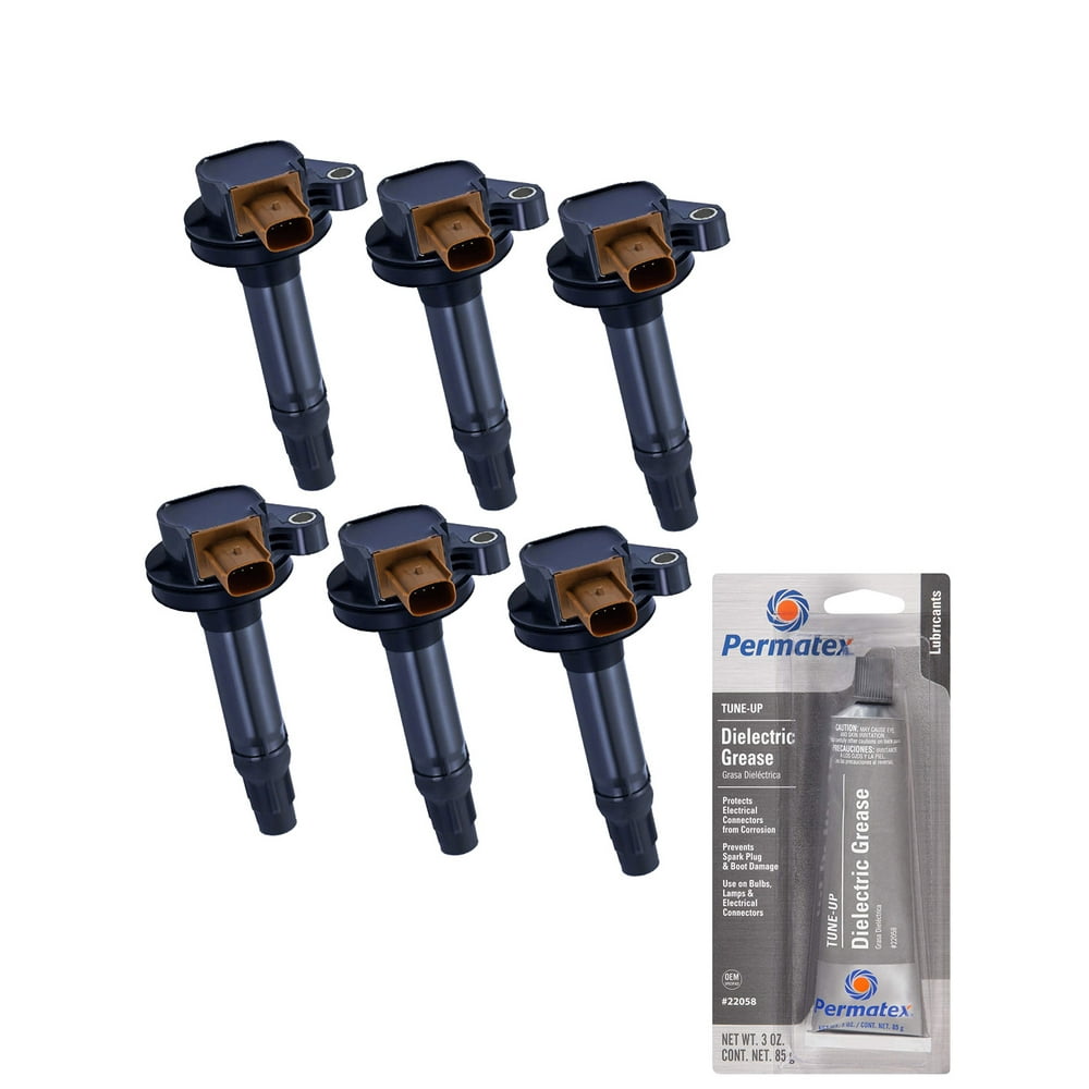 Set of 6 Ignition Coils and Permatex 22058 Dielectric TuneUp Grease