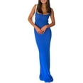 thumbnail image 2 of Women Sexy Backless Lace up Maxi Dress Elegant Spaghetti Strap Hollow Out Long Dress Party Streetwear, 2 of 9