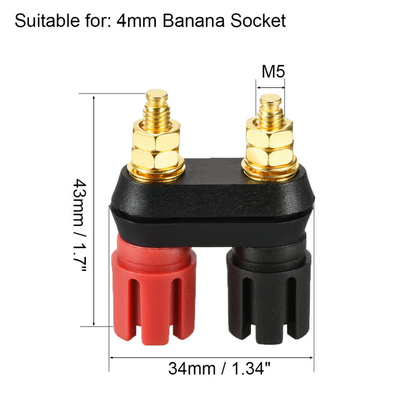 Dual Binding Post with 4mm Banana Plug Jacks, 2-Way Black and Red Term