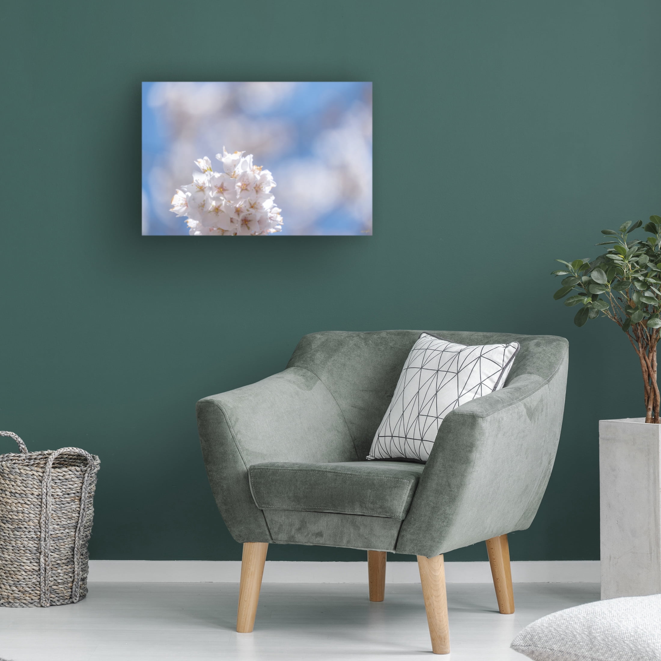 Canvas Wall Art - Life BeautifuLEE 'White Flowers Kissing Blue Sky 7' Wall Art for Living Room, Bedroom, or Office Décor by Trademark Fine Art - 32 x 22 Inches