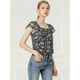 thumbnail image 3 of Allegra K Blusa En Capas Manga Corta De Volantes De Gasa Con Cuello Cuadrado Para Mujer Azul marino S, 3 of 6