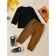 thumbnail image 3 of Wassery 2PCS Baby Boy Girl Halloween Clothes Newborn Long Sleeve Pumpkin Face Print Sweatshirt Top Elastic Waist Sweatpants Infant Casual Fall Halloween Outfit 0-12 Months, 3 of 9