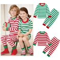 thumbnail image 3 of Ropa para niños, pijamas de Navidad, primavera y otoño, servicio a domicilio, Camiseta de cuello redondo a rayas, pantalones, pijama infantil de 2 piezas, 3 of 4
