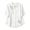 thumbnail image 4 of Shirts Tops for Women Solid Color V Neck Embroidered Casual Tank Top, 4 of 5