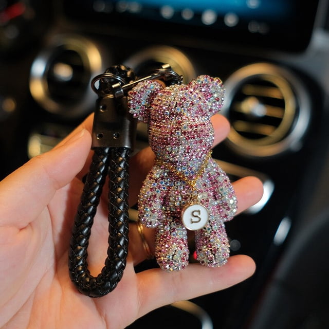 LLavero de oso de diamantes de imitación creativo de lujo hecho a mano, llavero de oso de Animal Punk a la moda para mujer, colgante para bolso de coche, llaveros de regalo xuanjing unisex