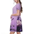 thumbnail image 2 of Fotbe Lavender Roses Arrangement Vestido Largo de Moda para Mujer, Vestido Tipo Camiseta con Manga Corta y Estilo Casual a Rayas y Bloques de Color, 2 of 6