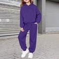 thumbnail image 5 of Kids 2 Piece Outfits Solid Raglan Hoodie Pullover and Elastic Jogger Pants, Boys Girls Plain Soft Casual Matching Tracksuit for Daily Play Loungewear(Dark Purple,13-14 Years), 5 of 5