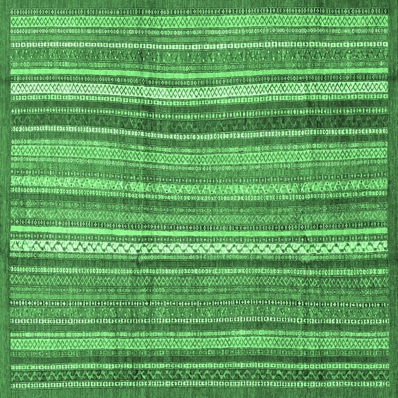 Ahgly Company Indoor Square Abstract Emerald Green Modern Area Rugs, 8' Square