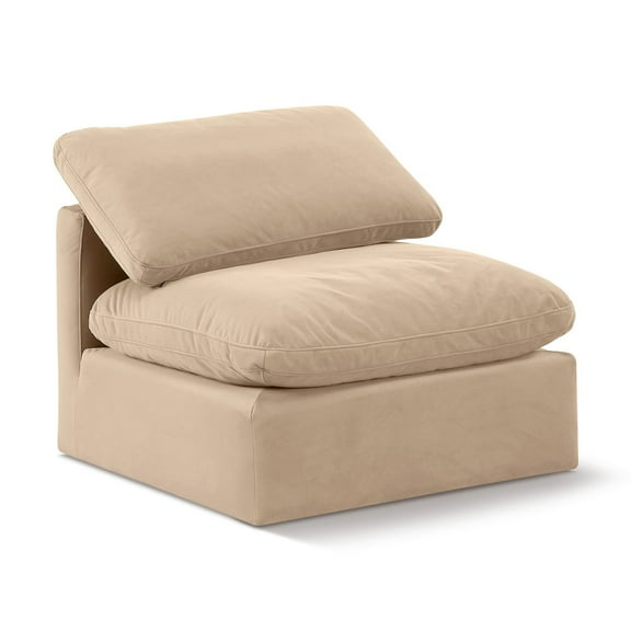 Meridian Furniture Indulge Contemporary Velvet Armless Chair in Beige