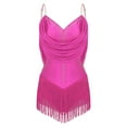 thumbnail image 6 of iiniim Women's Rhinestone Latin Dance Leotard Dress Tassel Bodysuit Samba Salsa Cha-Cha Rumba Performance Hot Pink S, 6 of 7