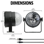 BrightSide Multicolor LED Disco Party Projector, Rotating Light Show, USB-Powered