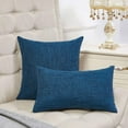 thumbnail image 3 of Set of 2 Dark Blue Pillow Covers Rustic Linen Decorative Square Throw Pillow Covers 20x20 Inch for Sofa Couch Decoration, 3 of 6