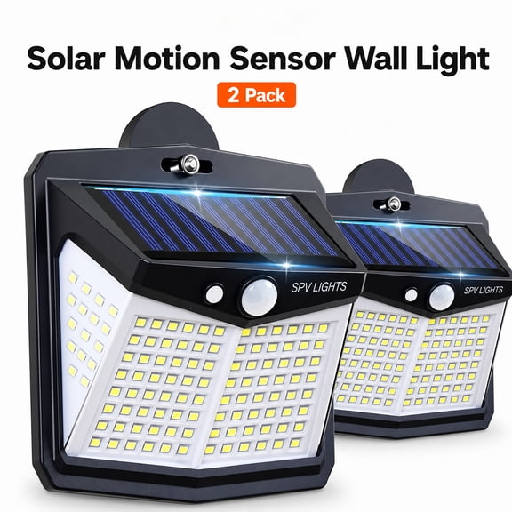 Solar Outdoor Lights, 2 Pack 128 LED Motion Sensor Security Lights with 3 Lighting Modes Solar Wall Lights Waterproof for Garden Yard Deck Garage Fence