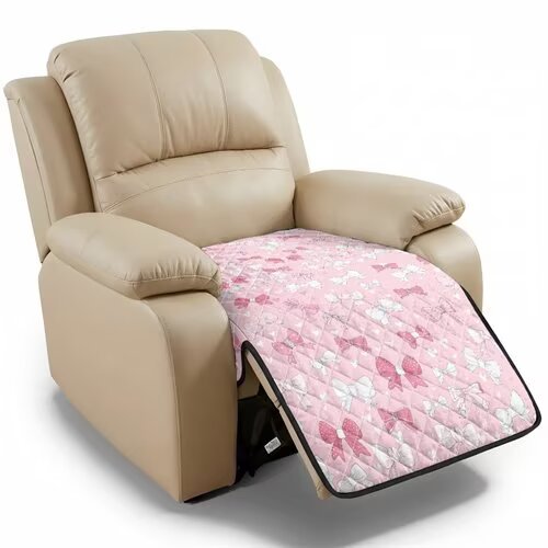 TSOVTHRID Bowknot Heart Print Recliner Chair Covers, Anti Dust Recliner Couch Slipcover Soft Reclining Sofa Slipcover Reclining Chair Furniture Protector for Pets