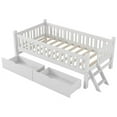 thumbnail image 5 of Luckynote Twin Solid Wood Bed Frame, with Rails and 2 Drawers, White, 5 of 10