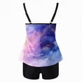 thumbnail image 5 of HCNTES Women Plus Size Tankini Swimsuit Two Piece Bathing Suit Cross Back Cutout Flowy Swim Top with Boy Shorts(M,a86-Purple), 5 of 5