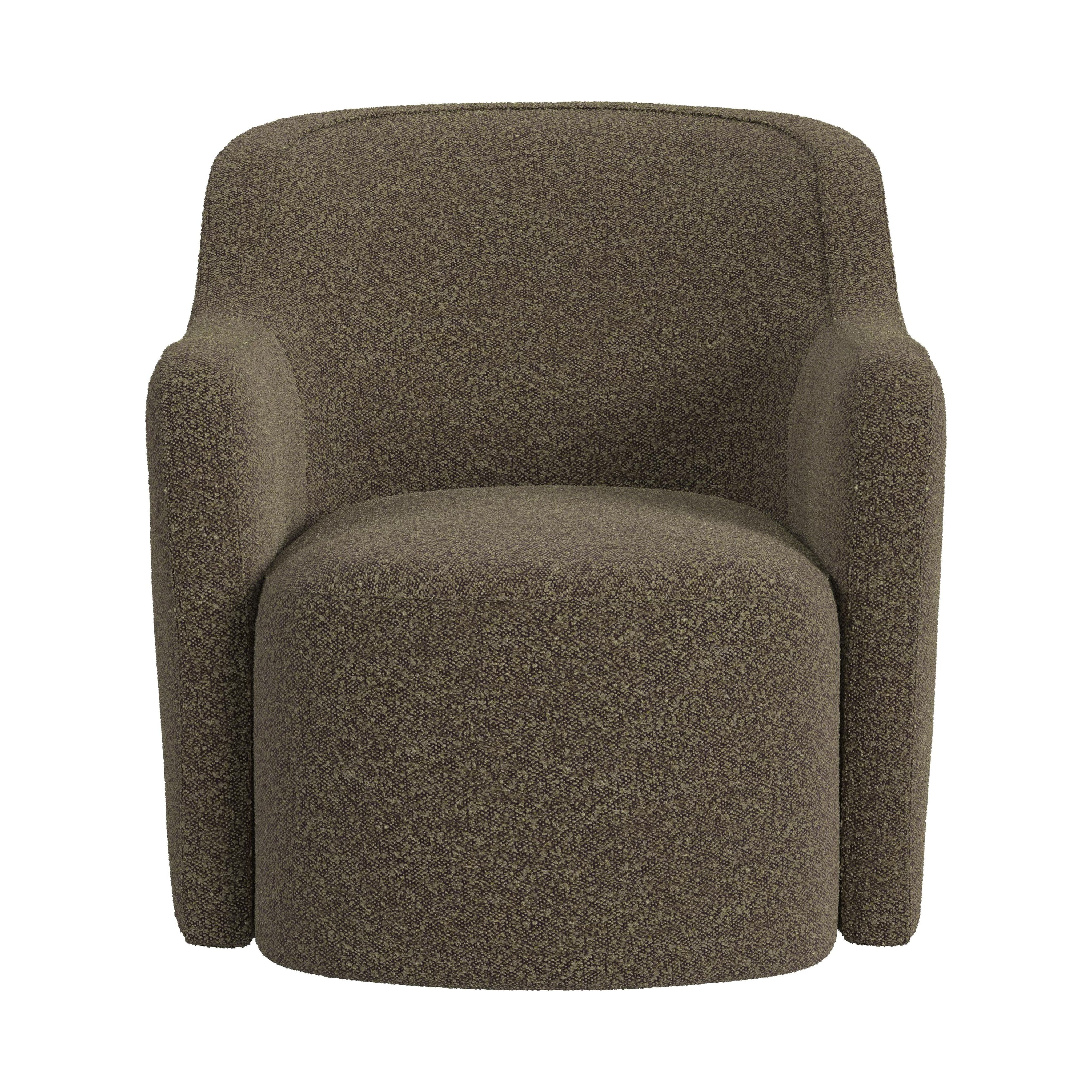 HomePop Upholstered Swivel Accent Chair, Dark Brown Boucle