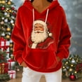 thumbnail image 2 of Atogsazn Womens Christmas Hoodies Santa Flannel Fleece Long Sleeve Hooded Sweatshirt Pullover Winter Fuzzy Clothes Tops 01-Red S Fashion, 2 of 7