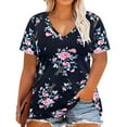 thumbnail image 2 of Black Women's Short Sleeve T-shirt, Plus Size V Neck T Shirts Women Short Sleeve Tops Casual Summer Tshirts Loose Fit Tee,Women's Short sleeve T-shirt L, 2 of 4