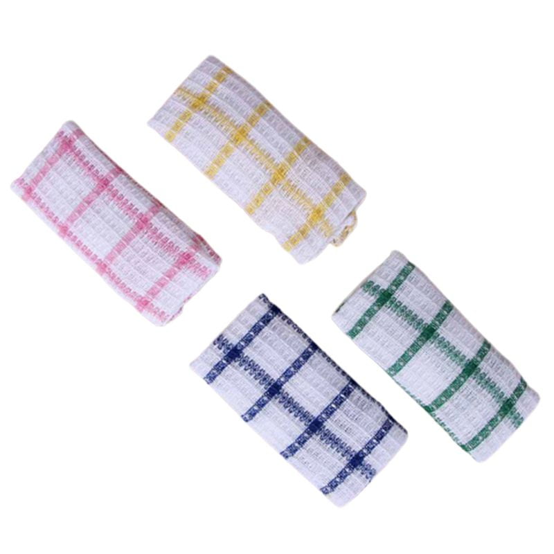 AkoaDa 4 Pcs Cotton Waffle Plaid Kitchen Towels Rags, Household Cleaning Kitchen Nonoily