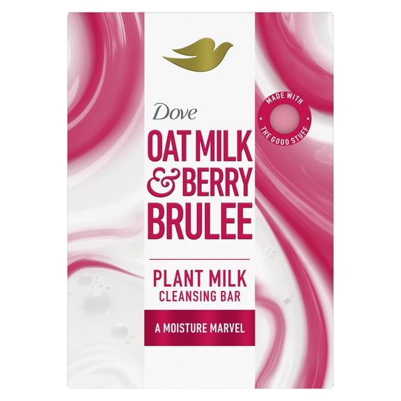 Dove Plant Based Cleansing Bar Soap for Dry Skin, Oat Milk & Berry Brulee, Sulfate Free, 5 oz