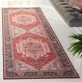 thumbnail image 3 of SAFAVIEH Tucson Martha Traditional Machine Washable Runner, 2'6" x 8', Red/Navy, 3 of 9