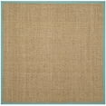 thumbnail image 3 of SAFAVIEH Natural Fiber Arbor Bordered Area Rug, Natural/Teal, 6' x 6' Square - Coastal Design, Natural & Teal, Seagrass, Ideal for Entryway, Kitchen, Living Room, Office, 3 of 9