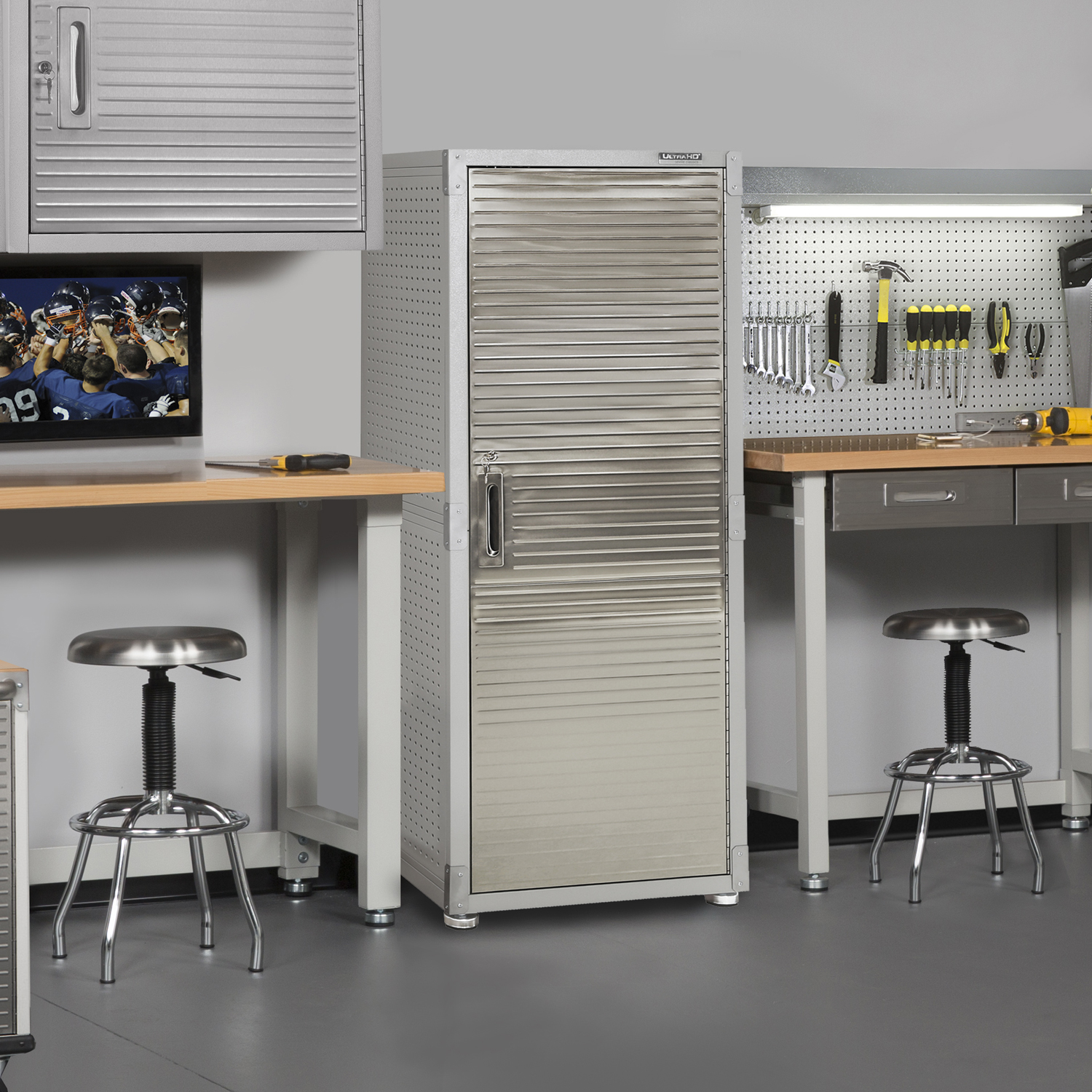 Seville Classics UltraHD Steel Storage Locker Cabinet, 24" W x 18" D x 66" H, Granite Gray - image 5 of 11