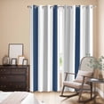 thumbnail image 3 of Navy Blue Striped Kitchen Curtains 84 Inch Length, Geometric Grey White Vertical Stripes Grommet Top Bedroom Living Room Curtains, Light Filtering Cafe Curtain Drapes 2 Panels Set 84''x84'', 3 of 9