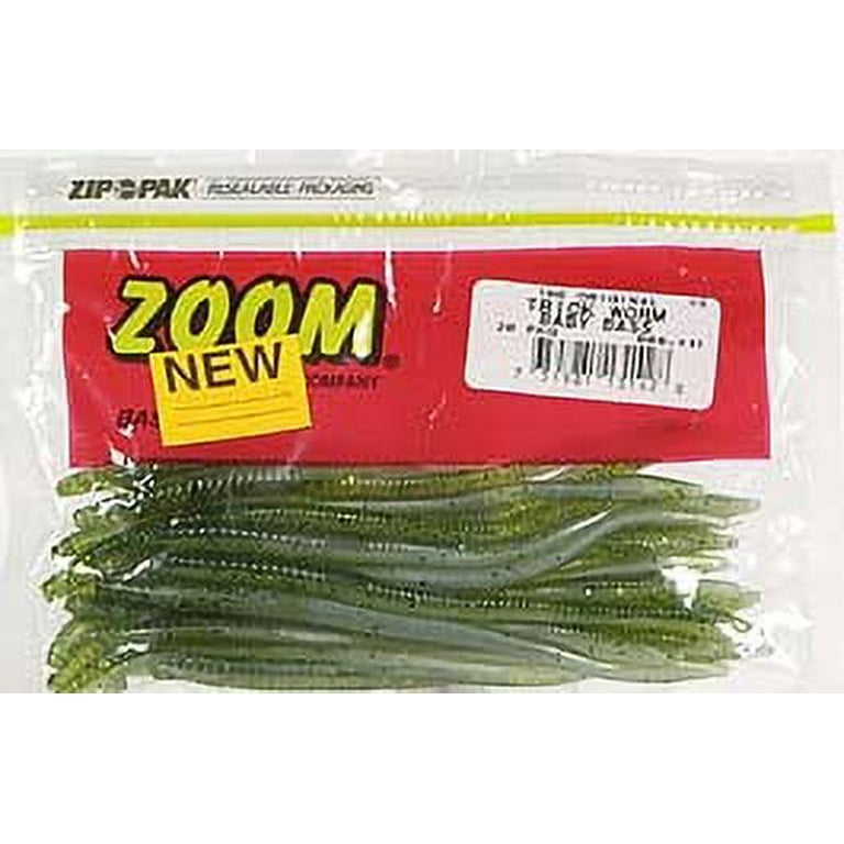 Zoom Trick Worm Freshwater Bass Fishing Soft Bait, Baby Bass, 6 1/2,  20-pack 