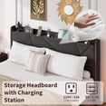 thumbnail image 5 of CazToi Full Size Floating Platform Bed Frame with LED Lights & Charging Storage Headboard No Box Spring Needed, 5 of 8