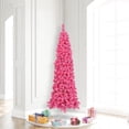 thumbnail image 3 of Vickerman 6.5' Flocked Pink Pencil Fir Artificial Christmas Tree, Pink Dura-lit LED Lights, 3 of 3