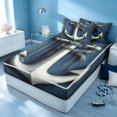 thumbnail image 3 of Erosebridal Ocean Anchor Zipper Full Size Comforter Sets with Fitted Sheet and 2 Pillowcases, Coastal Lodge Cabin Zipper Bedding Set, Navy Reversible, 3 of 7