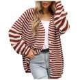 thumbnail image 2 of SELONE Cardigan Sweaters for Women Long Sleeve Jackets Collarless Mid-Length Coat Loose Fashionable Outerwear Winter Overcoat Outwear Coat Clothes for Women 2023 Outfits Tops Brown XS, 2 of 9