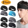 thumbnail image 2 of Oubit 2 Pcs Sports Polyester Fiber Headbands Unisex Elastic Sweat Wicking Non Slip Headbands for Running Sports Travel Fitness Riding, 2 of 8