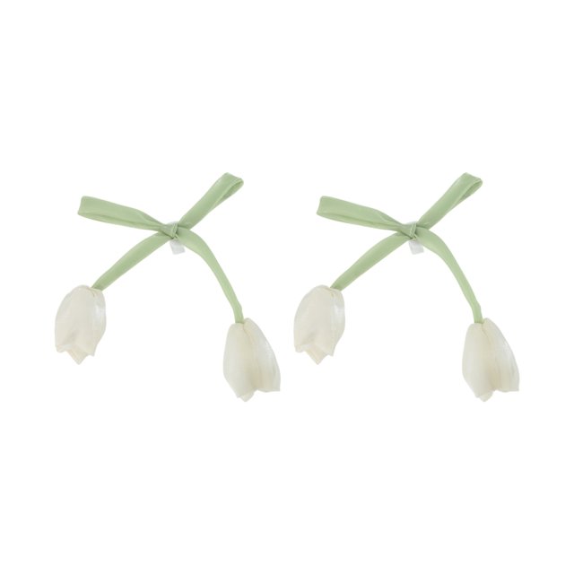 Ofertas Únicas 1 Par de Encantos para Cordones de Zapatos Lazos Tulipanes Brillantes Clips Decorativos para Zapatos Beige
