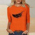 thumbnail image 2 of Dadaria Tee Femmes Chemise Orange Manches 3/4 T-Shirt Col Rond Hauts Été Chandail Blouses 2TG, 2 of 4
