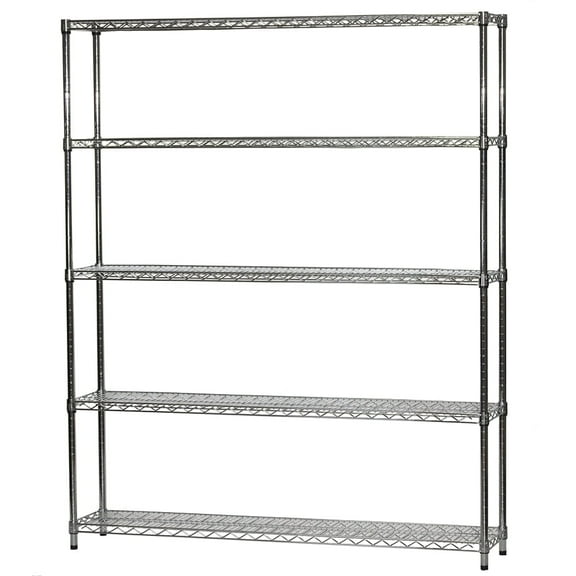 Shelving Inc. 12" d x 60" w x 96" h Chrome Wire Shelving with 5 Tier Shelves, Weight Capacity 800lbs Per Shelf