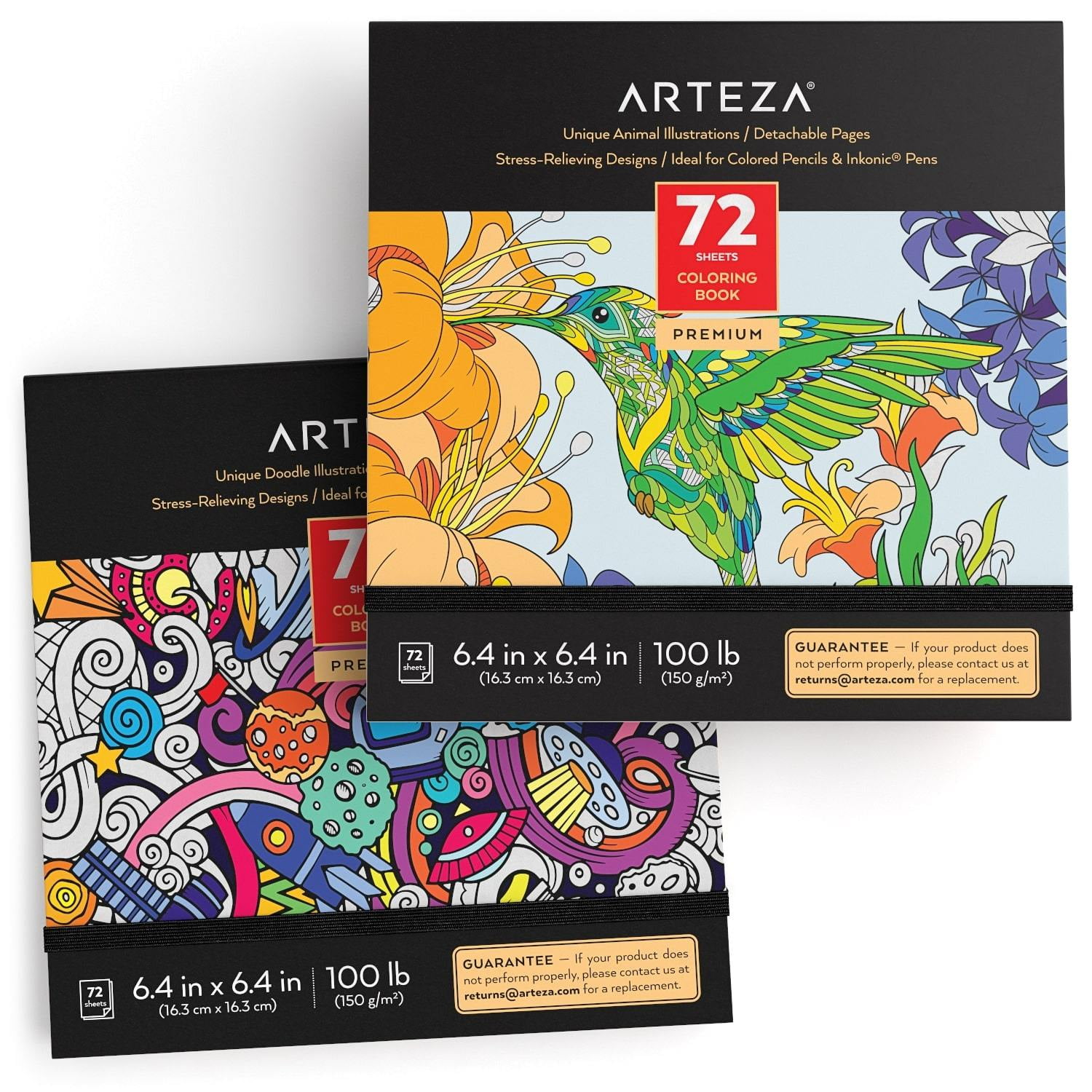 Download ARTEZA Coloring Book, Doodle, Animal Illustrations, Black ...
