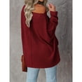 thumbnail image 2 of Suéter De Punto Batwing Manga Larga Un Hombro Color Puro Tops Casuales De Moda para Mujer Vino Rojo L, 2 of 5