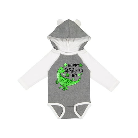 

Inktastic Happy St. Patrick s Day- green dinosaur Gift Baby Boy or Baby Girl Long Sleeve Bodysuit