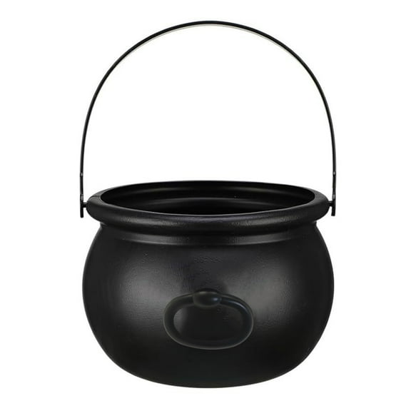 Eosunjian Halloween Witch Cauldron Large Black Plastic Witch Kettle Halloween Pot Candy Holder Spooky Party Decorations,Black