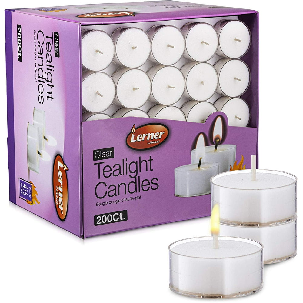 Lerner 200 Pack Unscented White Tea light Candles Burns Aprx. 4 Hour