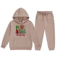 thumbnail image 4 of Girls Winter Clothing Set 12-14 - Girls Long Sleeve Hoodie Top Print Pant Set Kids Holiday Outfit Bundle (Khaki,8-9 Years), 4 of 4