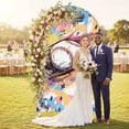 thumbnail image 2 of Baseball Sports Arch Backdrop Cover, Spandex Fitted Wedding Arch Cover, Minimalist Geometric Smear Art Round Top Stand Covers for Birthday Ceremony Bridal Shower Party Decor 5x2.1 Ft, 2 of 9