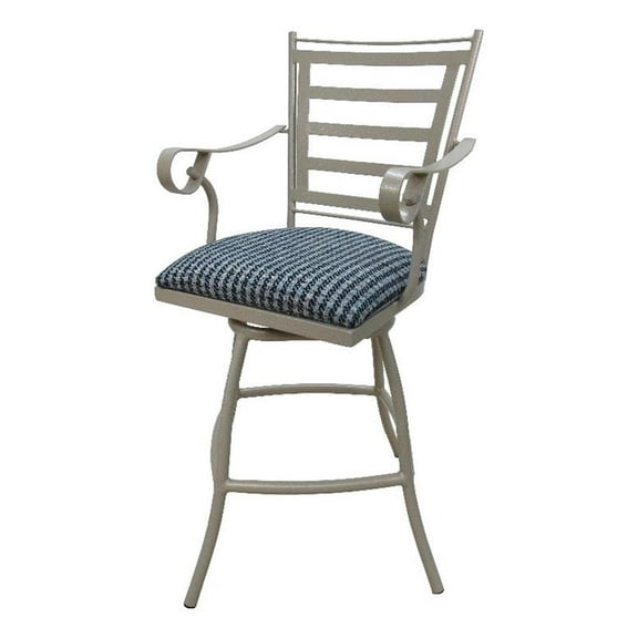 Outdoor Counter 26" 30" Extra Tall 35" Bar Stool Jenna-CoBlue Fabric-Beige Frame