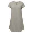 thumbnail image 2 of Summer Savings Clearance! Women Dresses Summer 2023 Cotton And Linen Short Sleeve V-neck Casual Hot Vacation Solid Color Mini Dress Loose Plus Size Beach Sundresses, 2 of 5