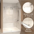 thumbnail image 5 of Leumius 50-54" x 76" H Frameless Sliding Shower Door,5/16" Clear Tempered Glass Sliding Shower Door,Stainless Steel Frame,Brushed Nickel, 5 of 8